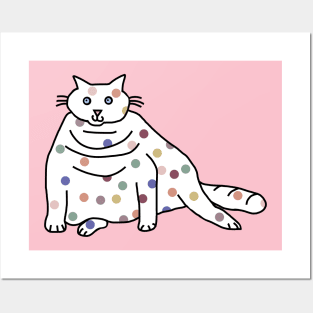 Spotty Chonk Cat in Balance Posters and Art